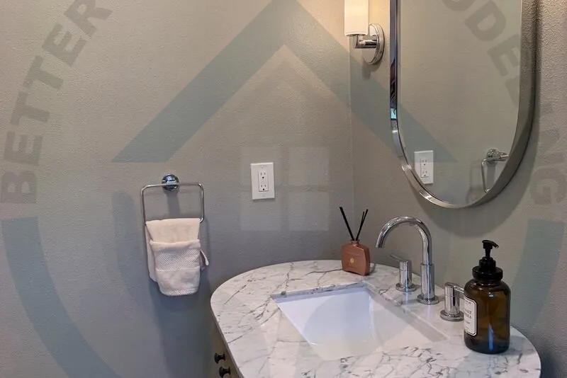 Luxury bathroom with wood accents in Murrieta