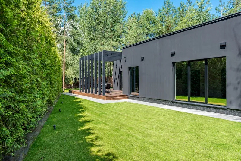 Modern home with pergola and new roof