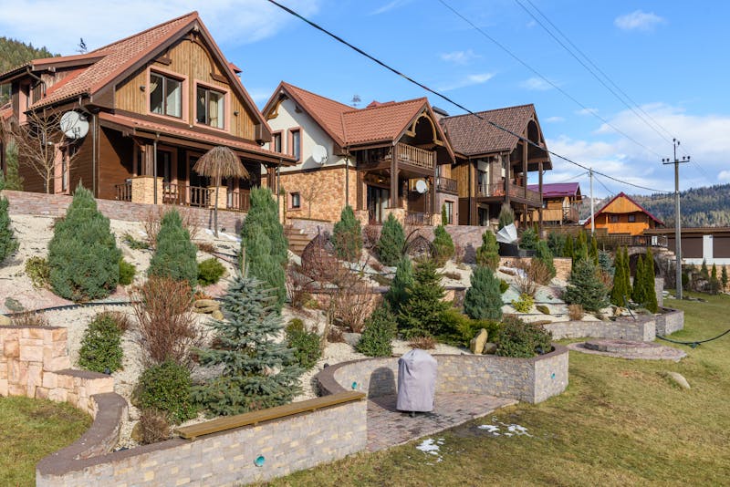 Houses with slate roofing